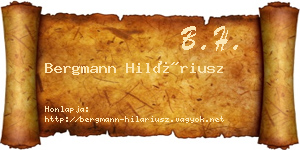 Bergmann Hiláriusz névjegykártya